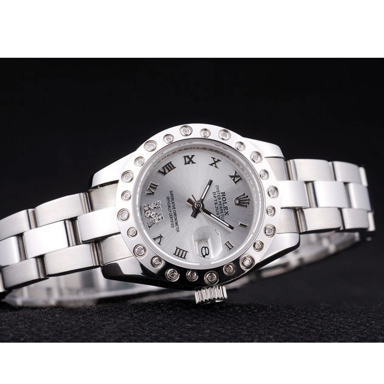 Good copy rolex watches Rolex 7474 Bezel Silver Dial Polished Diamonds Datejust Silver 0715